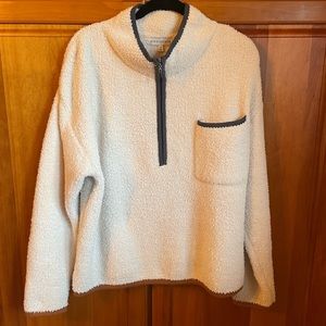 Sherpa style cream quarter zip - paper crane